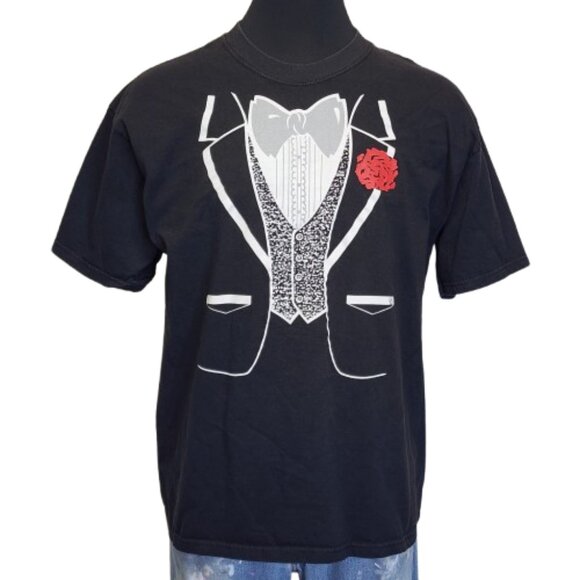 True Vintage Late 1990s Daffy Dan Cleveland OH Tuxedo Novelty Tee Shirt XL - Picture 1 of 8